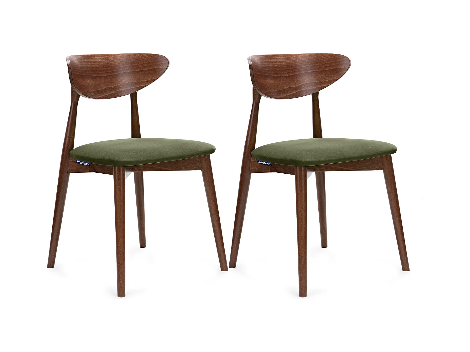 Esszimmerstühl (2er-Set) - grün / Nussbaum mittel - RABI