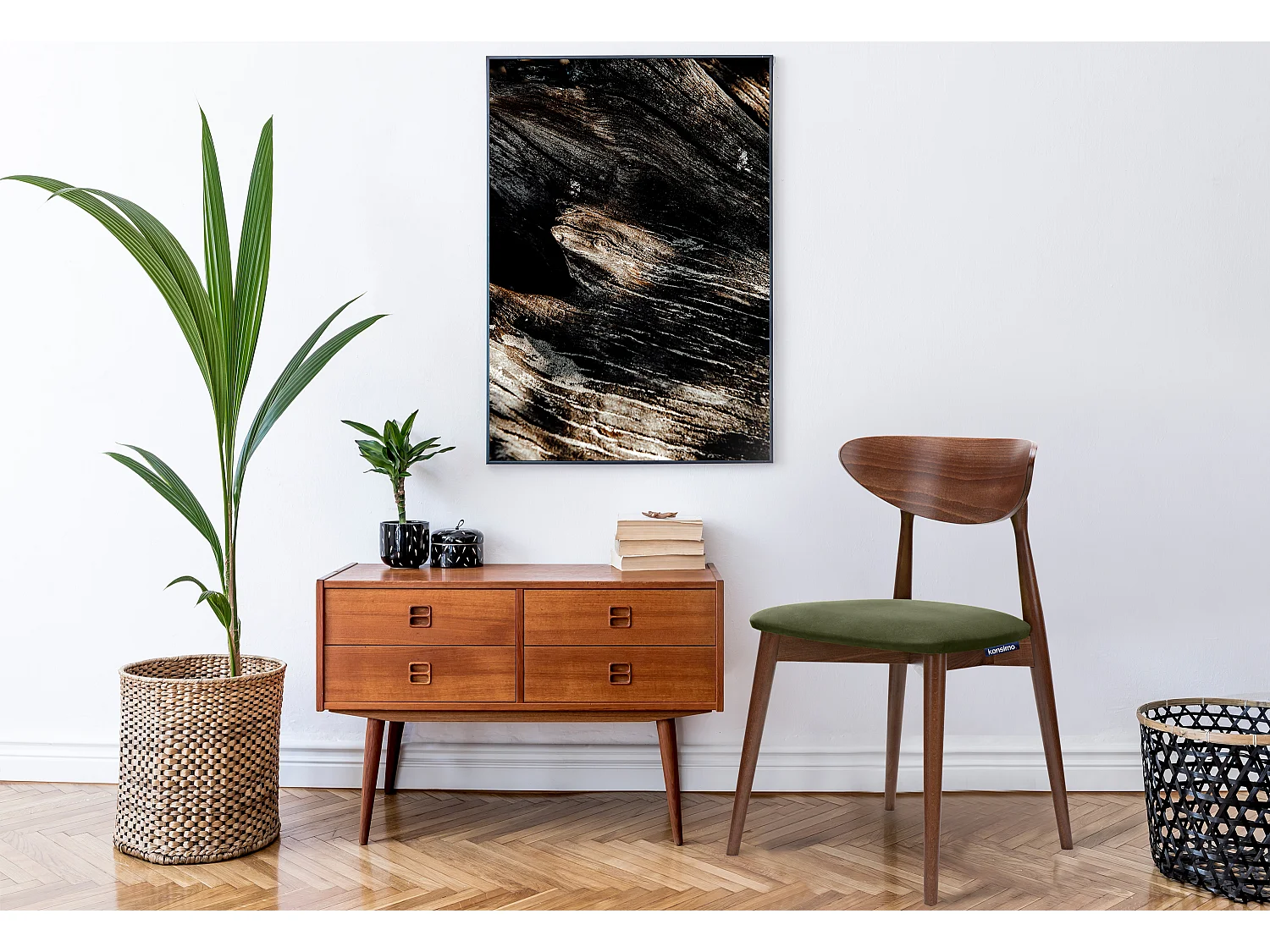 Esszimmerstühl (2er-Set) - grün / Nussbaum mittel - RABI