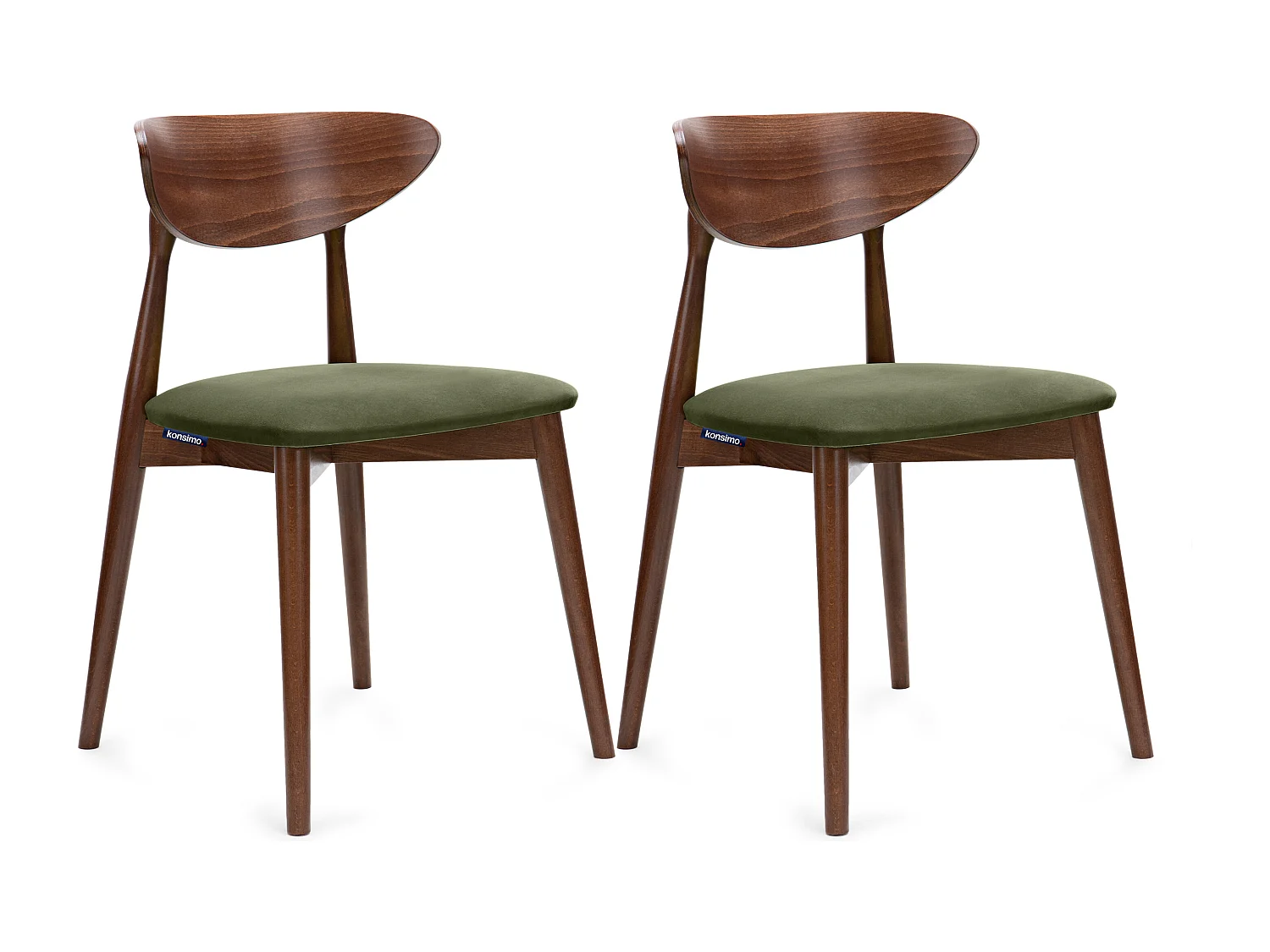 Esszimmerstühl (2er-Set) - grün / Nussbaum mittel - RABI