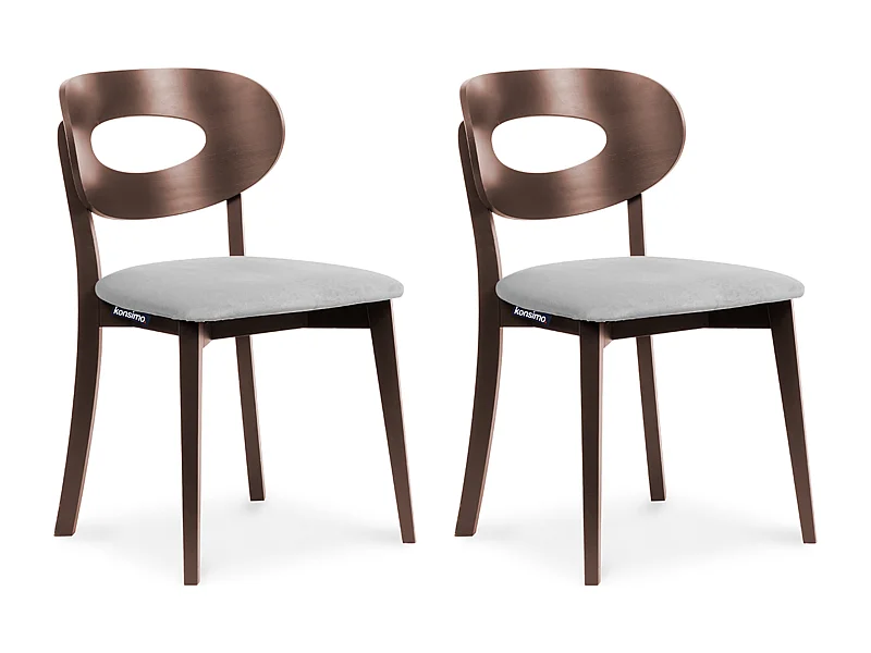 Esszimmerstuhl (2-tlg) - Grau/Mahagoni Dekor - TANER