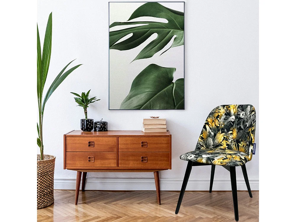 Esszimmerstühl (2er-Set) - schwarz / gelb - BAKERI