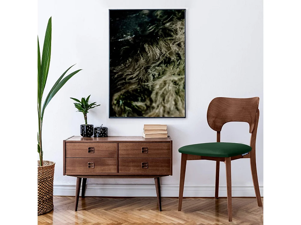 Esszimmerstühl (2er-Set) - dunkelgrün / Walnuss mittel - LYCO