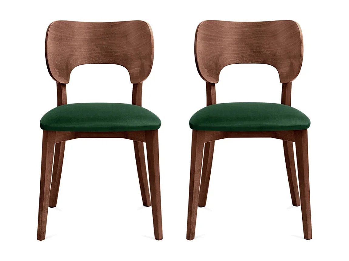 Esszimmerstühl (2er-Set) - dunkelgrün / Walnuss mittel - LYCO