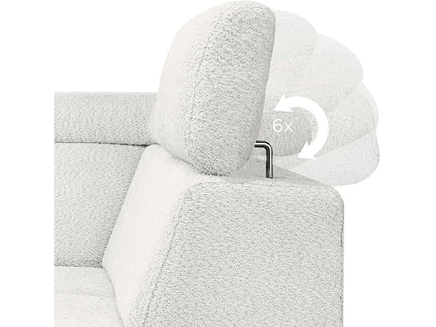 Ecksofa links mit Schlaffunktion  - RATLO - Cremeweiß