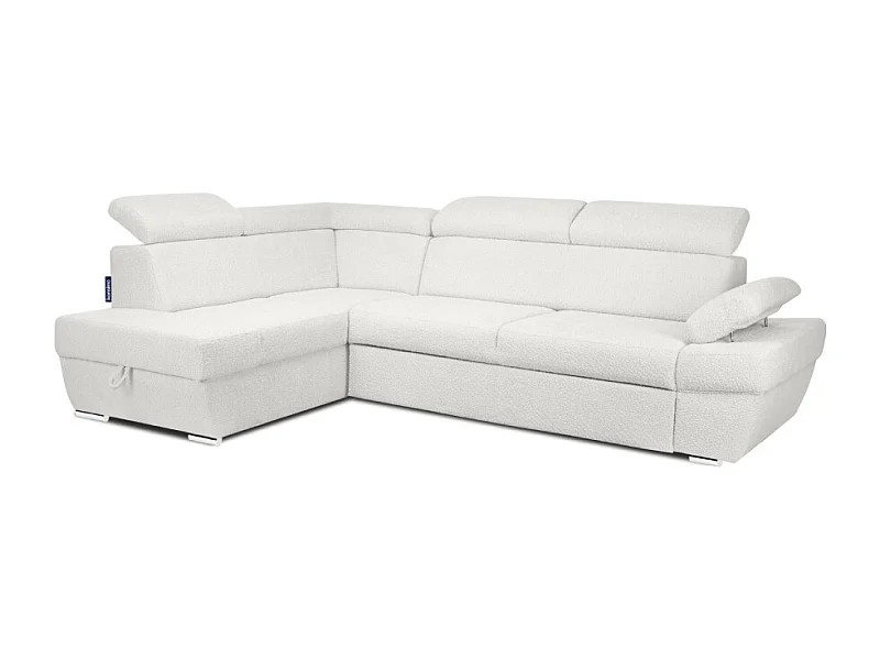 Ecksofa links mit Schlaffunktion  - RATLO - Cremeweiß
