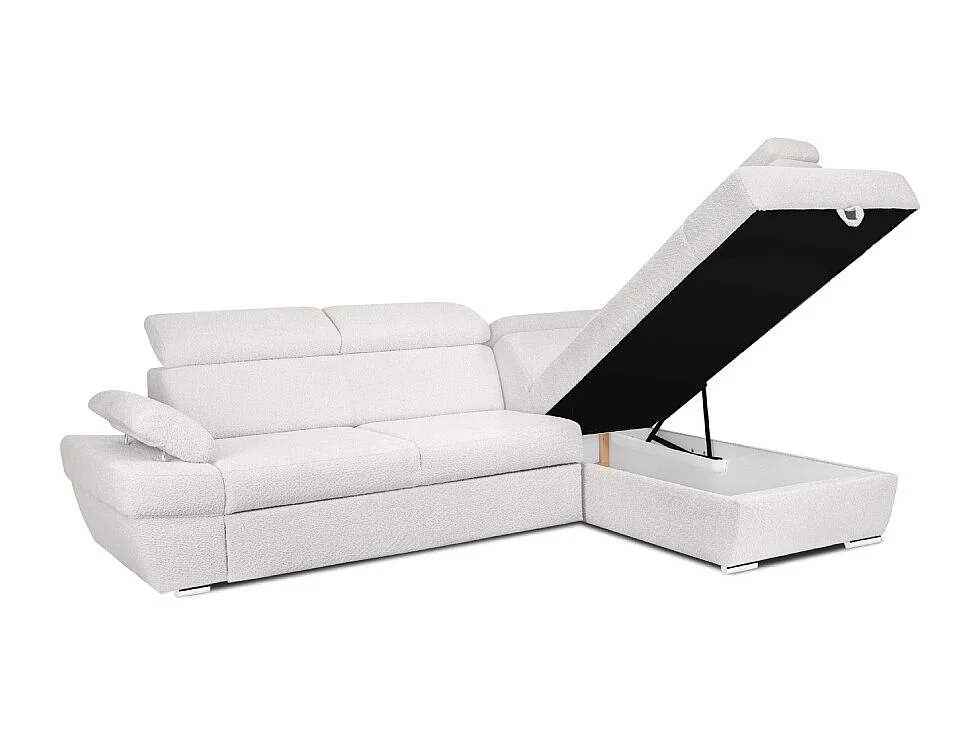 Ecksofa rechts mit Schlaffunktion  - RATLO - Cremeweiß