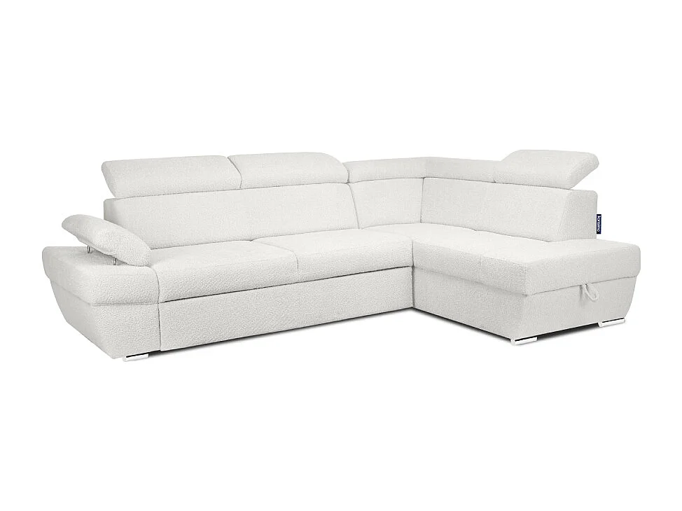 Ecksofa rechts mit Schlaffunktion  - RATLO - Cremeweiß