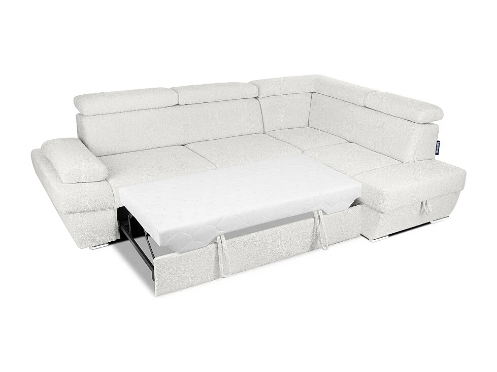 Ecksofa rechts mit Schlaffunktion  - RATLO - Cremeweiß