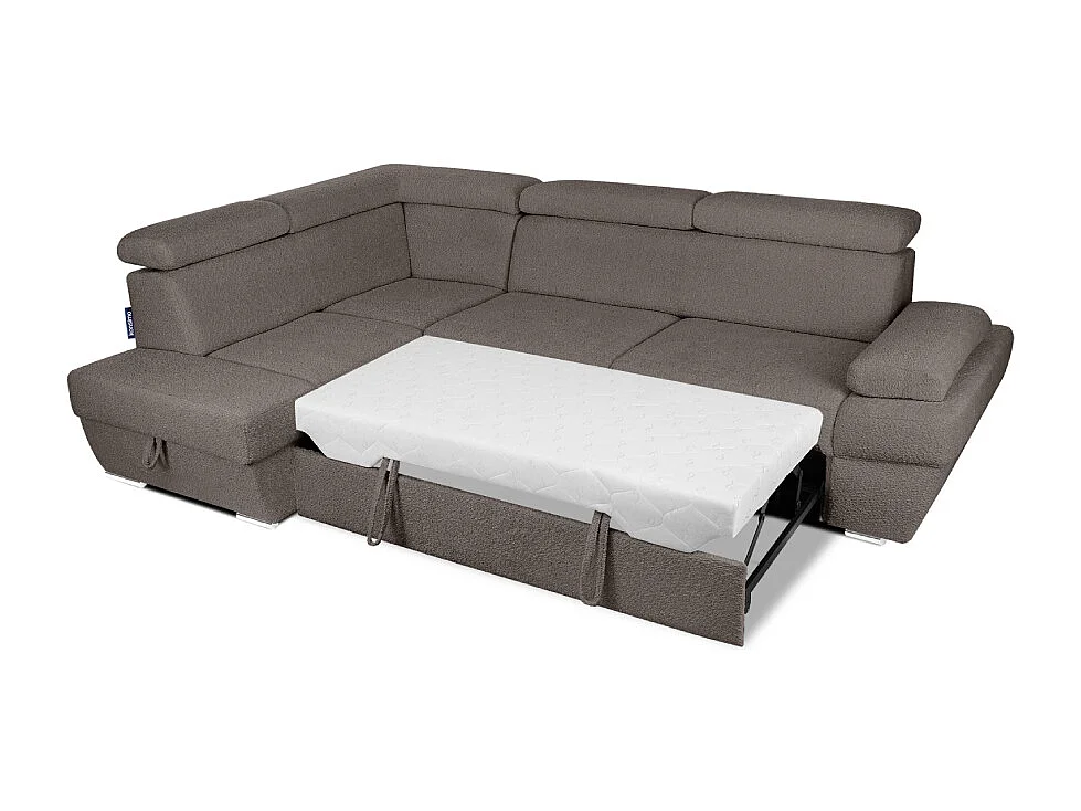 Ecksofa links mit Schlaffunktion - RATLO - Braun