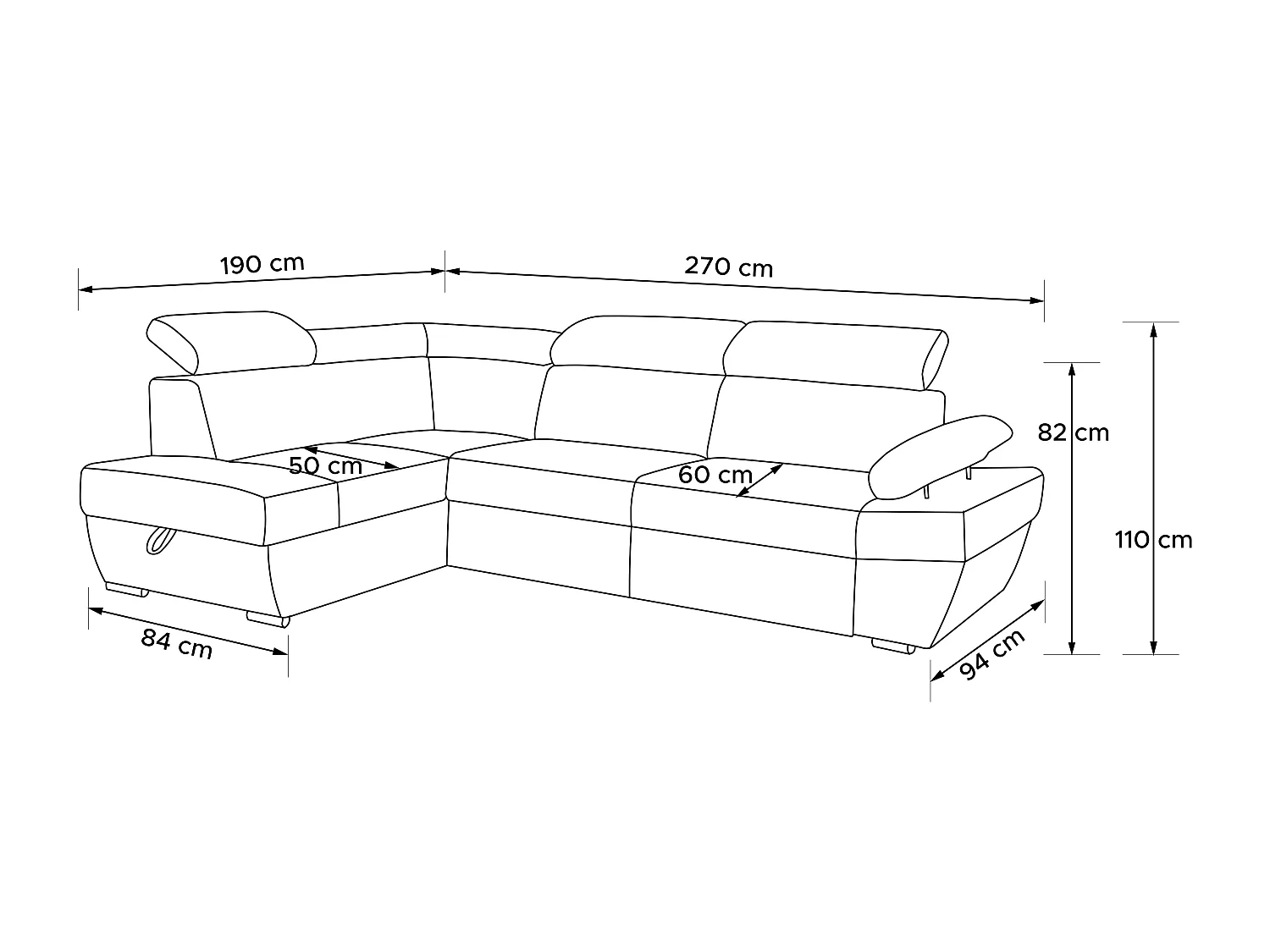 Ecksofa links mit Schlaffunktion - RATLO - Braun