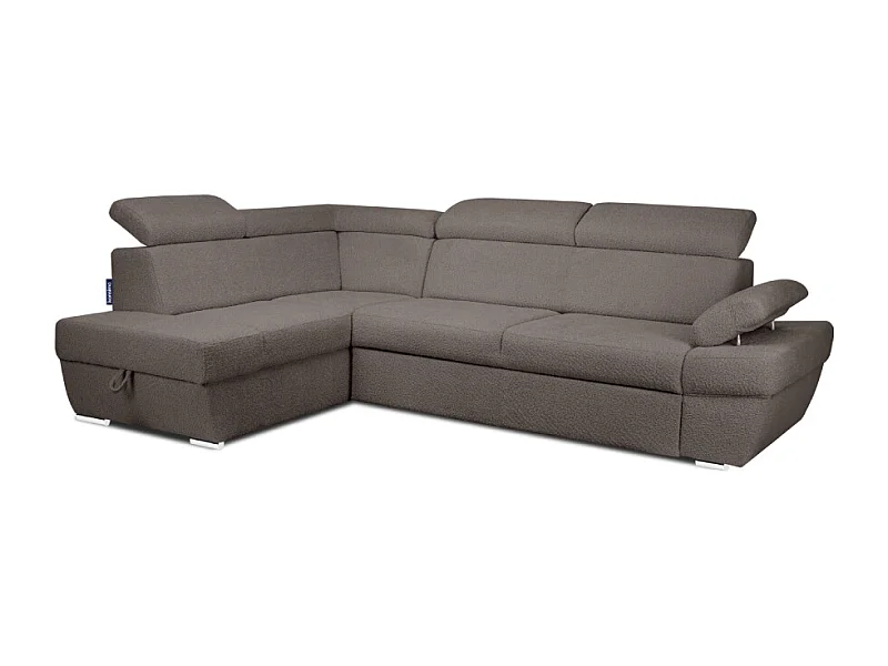 Ecksofa links mit Schlaffunktion - RATLO - Braun