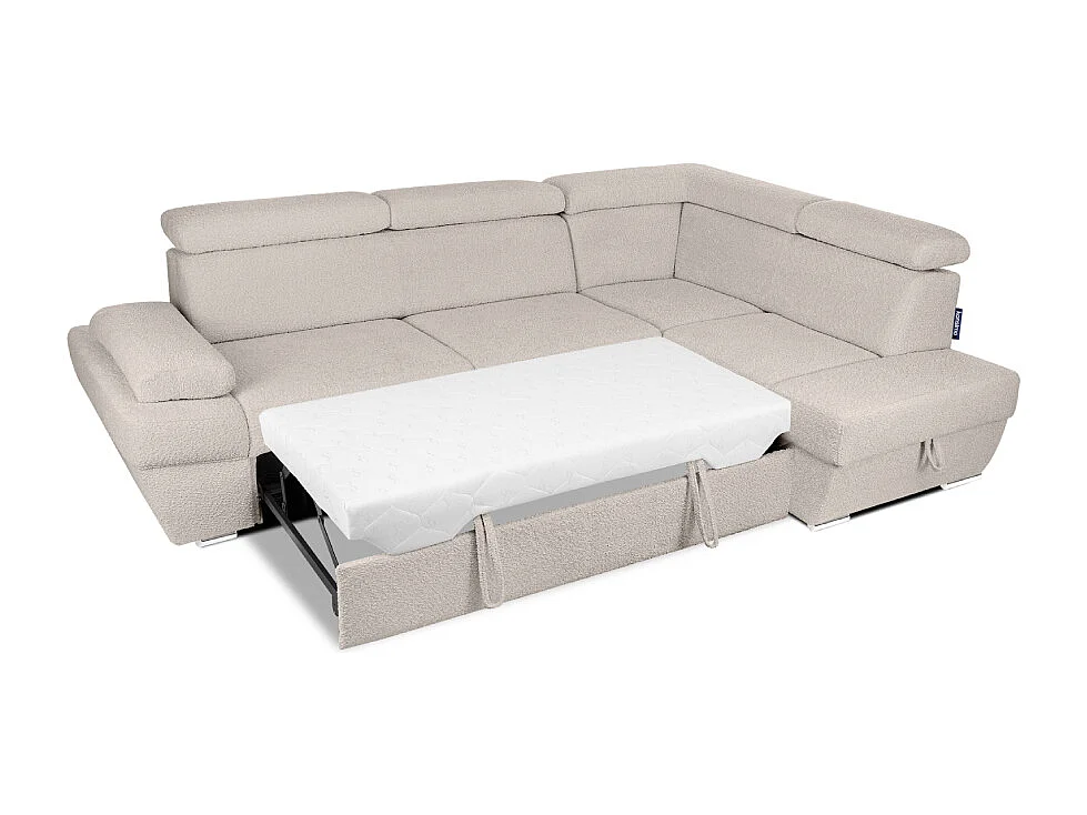 Ecksofa rechts mit Schlaffunktion - RATLO - Ecru
