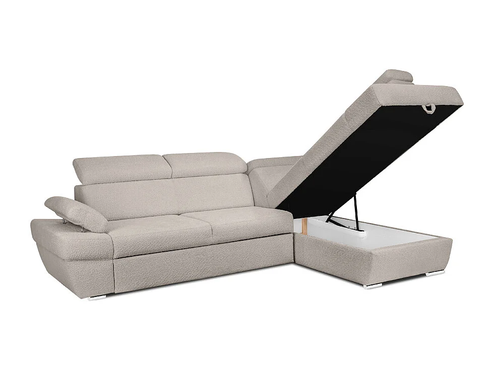 Ecksofa rechts mit Schlaffunktion - RATLO - Ecru