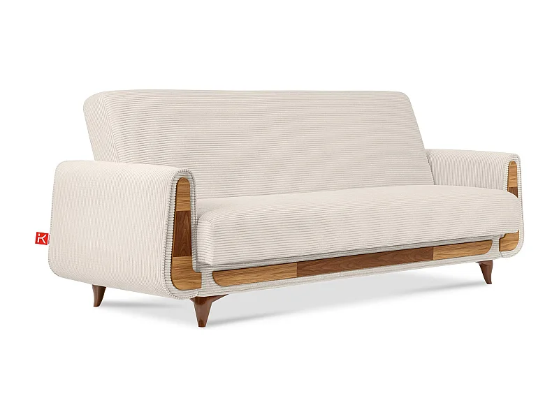 Schlafsofa GUSTAVO Schlafsofa - 3-Sitzer - Cordstoff - Creme