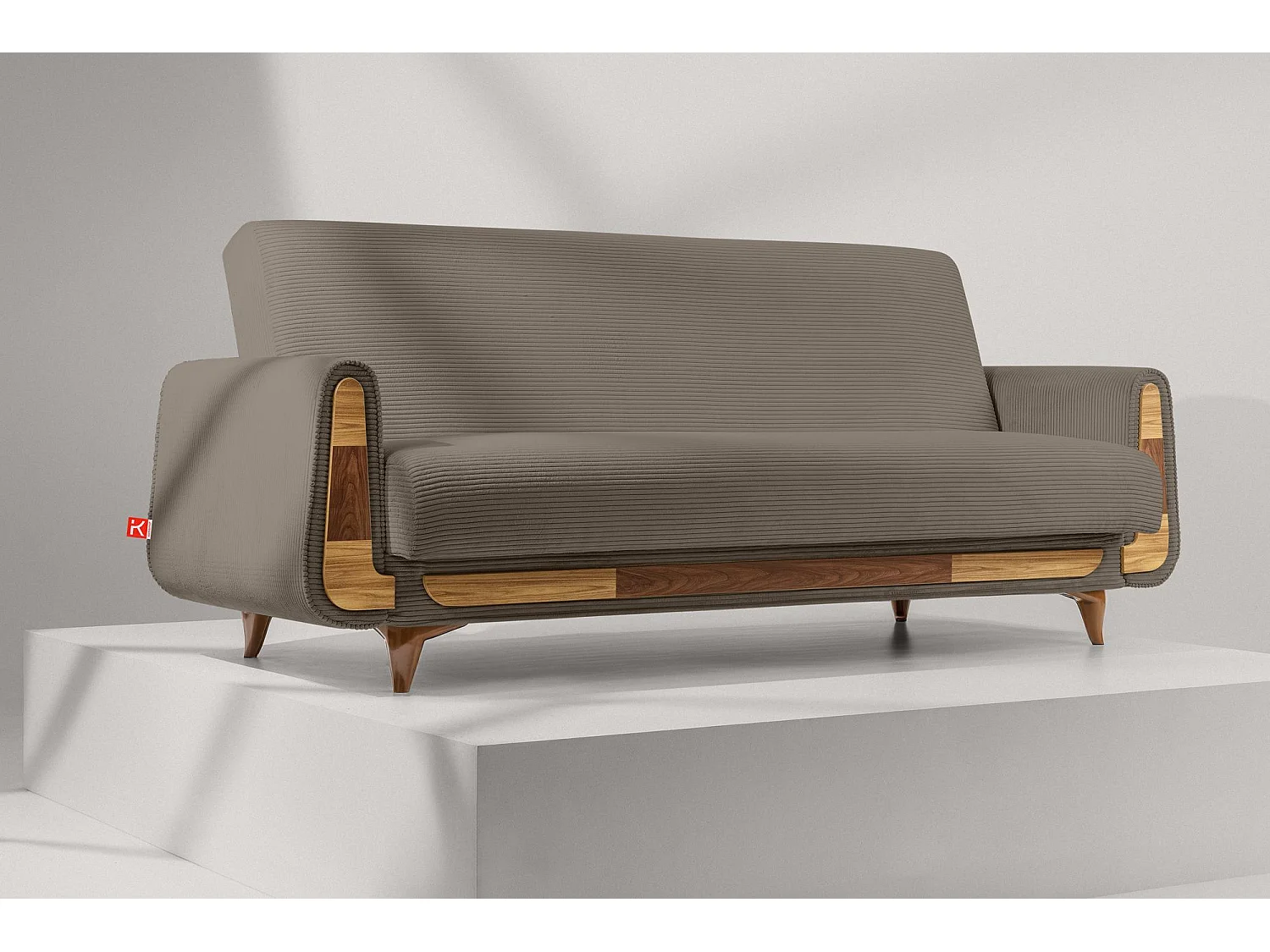 Schlafsofa GUSTAVO Schlafsofa - 3-Sitzer - Cordstoff - Beige