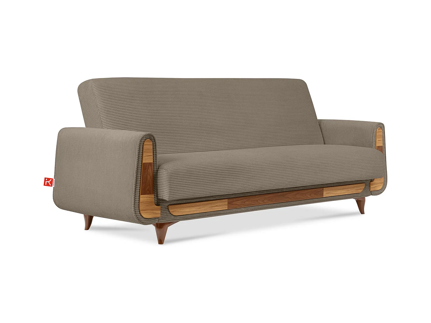 Canapé convertible GUSTAVO - 3 places - Tissu velours côtelé - Beige