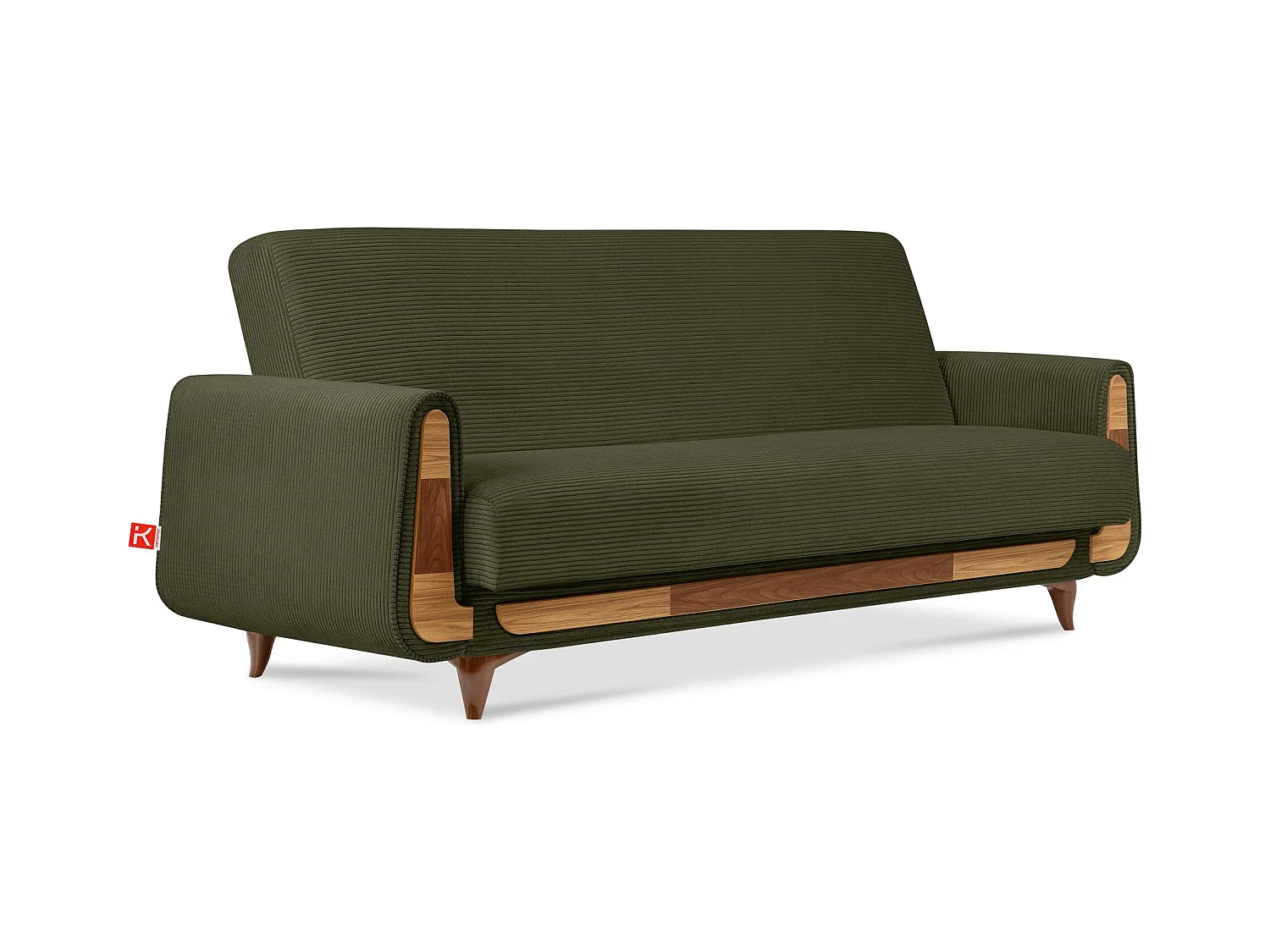 Schlafsofa GUSTAVO Schlafsofa - 3-Sitzer - Cordgewebe - Olive