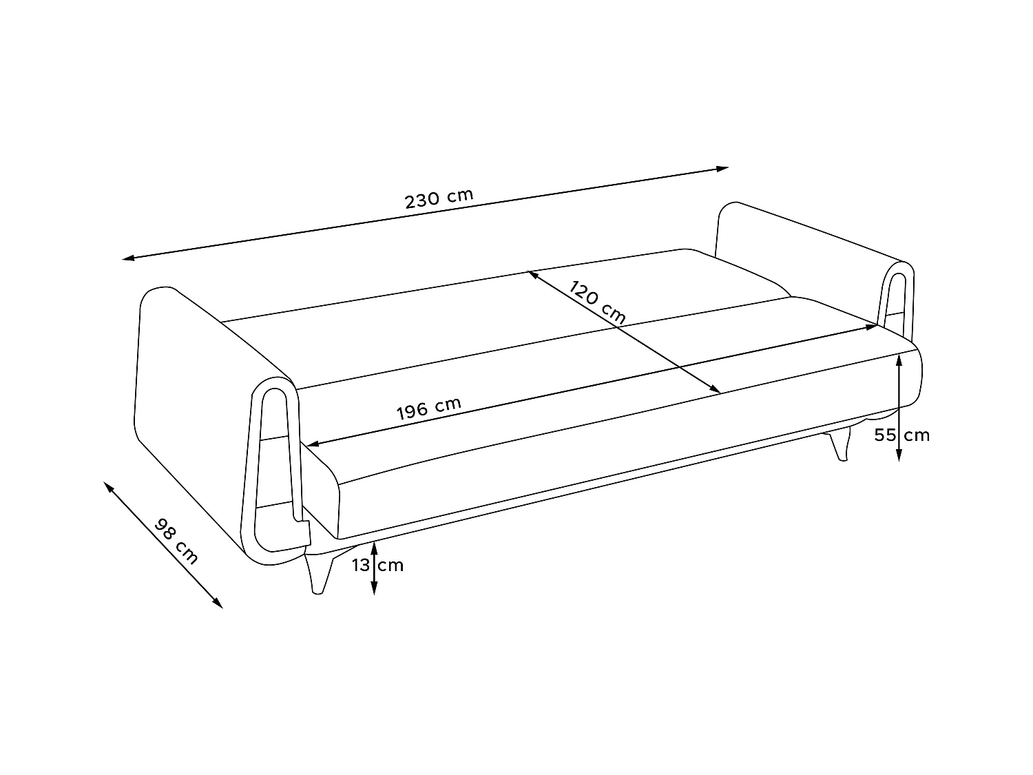 Schlafsofa GUSTAVO Schlafsofa - 3-Sitzer - Cordgewebe - Olive