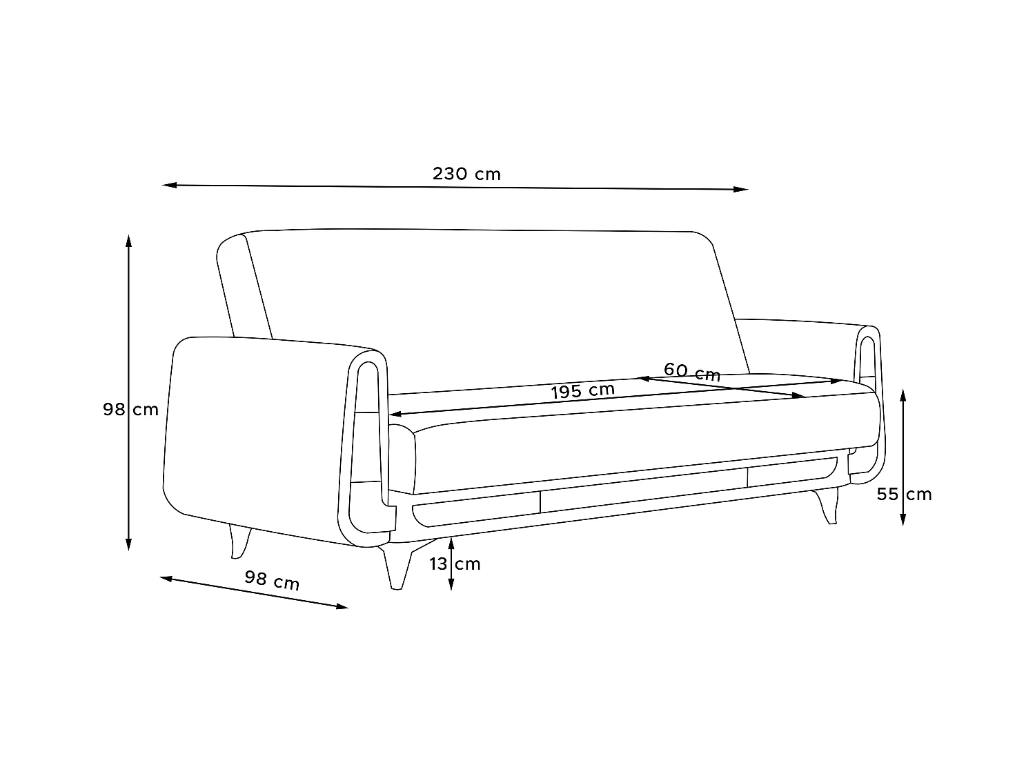 Schlafsofa GUSTAVO Schlafsofa - 3-Sitzer - Cordgewebe - Olive