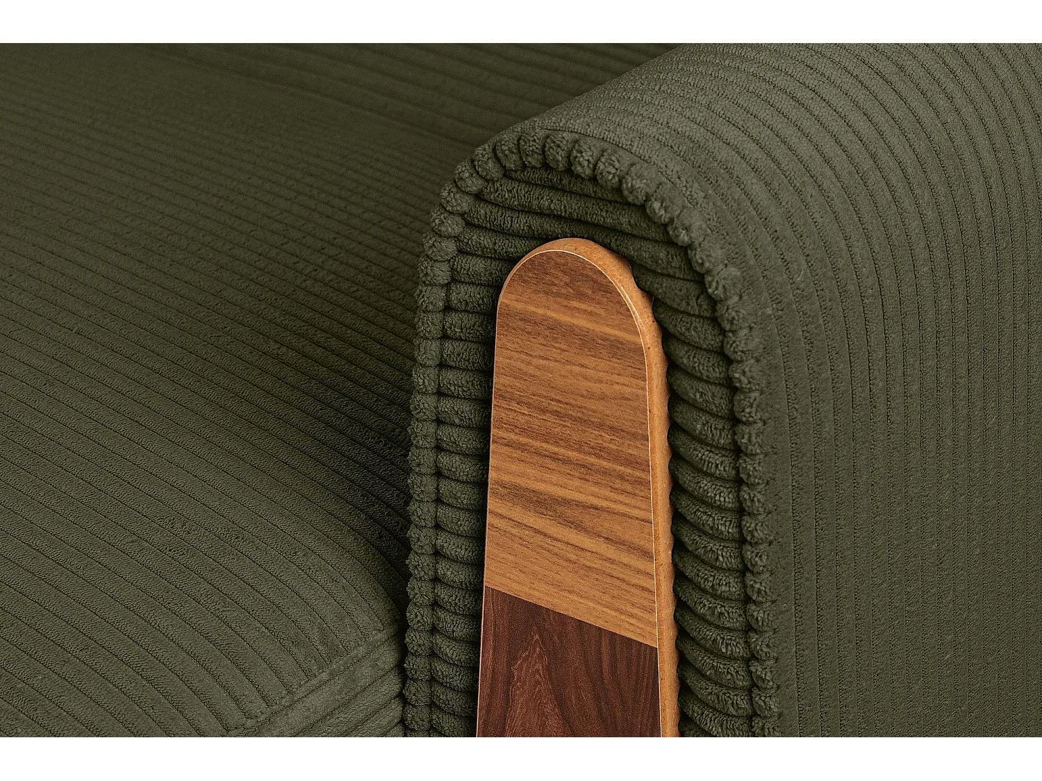 Canapé convertible GUSTAVO - 3 places - Tissu velours côtelé - Olive