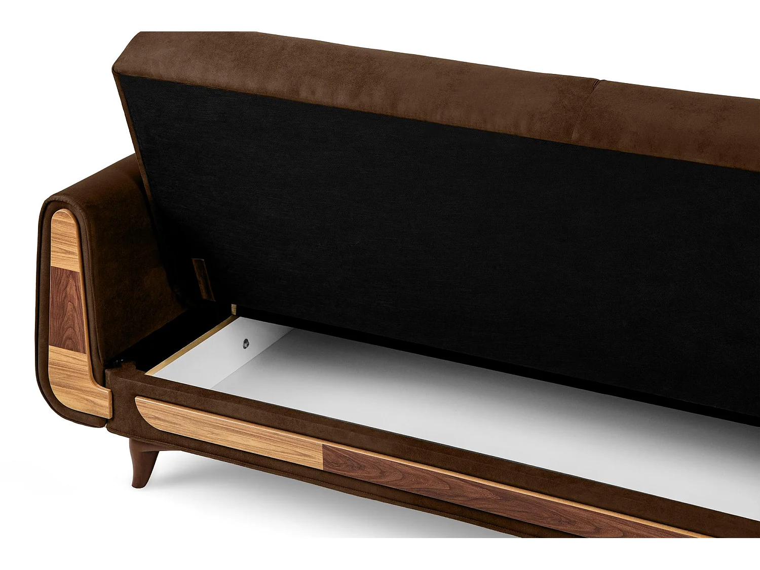 Schlafsofa GUSTAVO Schlafsofa - 3-Sitzer - Wildleder Stoff - Dunkelbraun