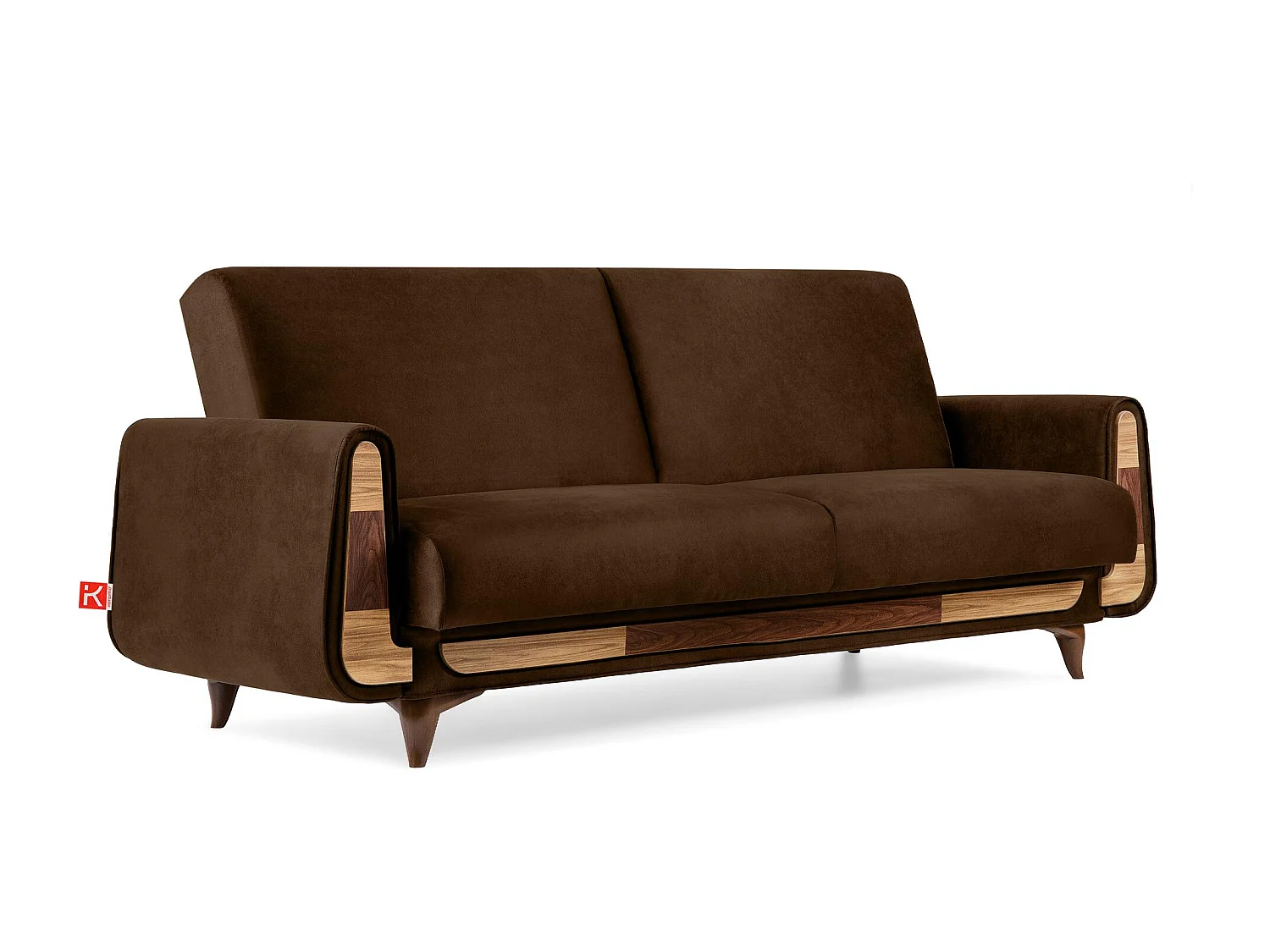 Canapé convertible GUSTAVO - 3 places - Tissu en daim - Marron foncé