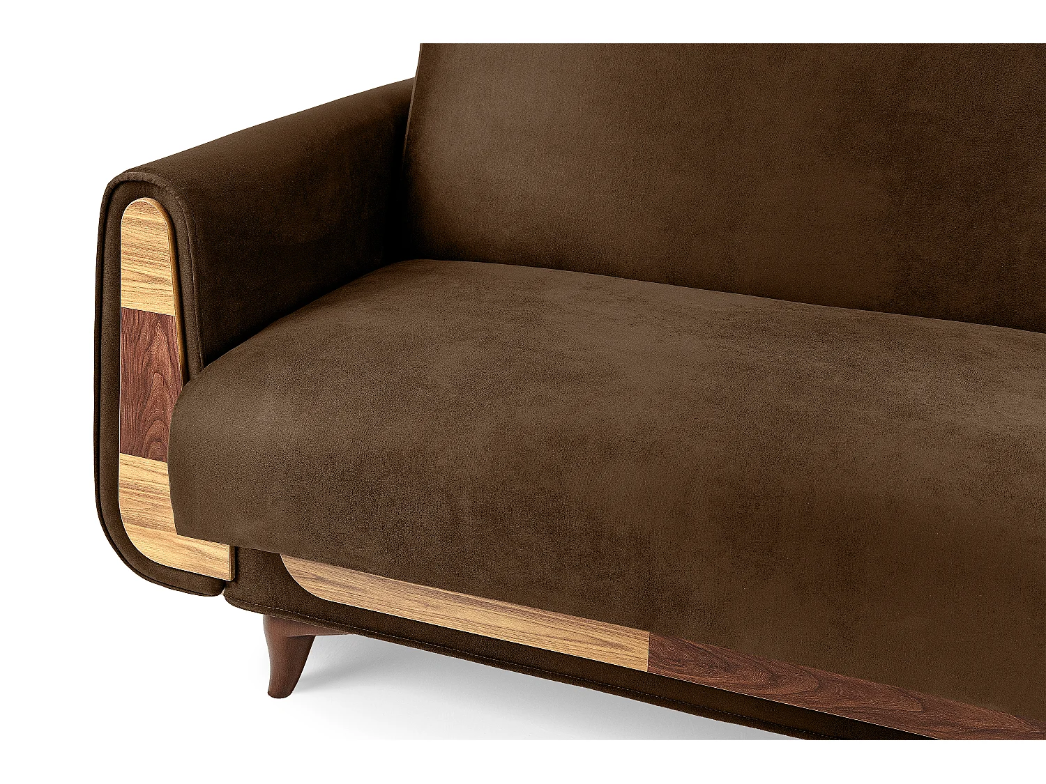 Canapé convertible GUSTAVO - 3 places - Tissu en daim - Marron foncé