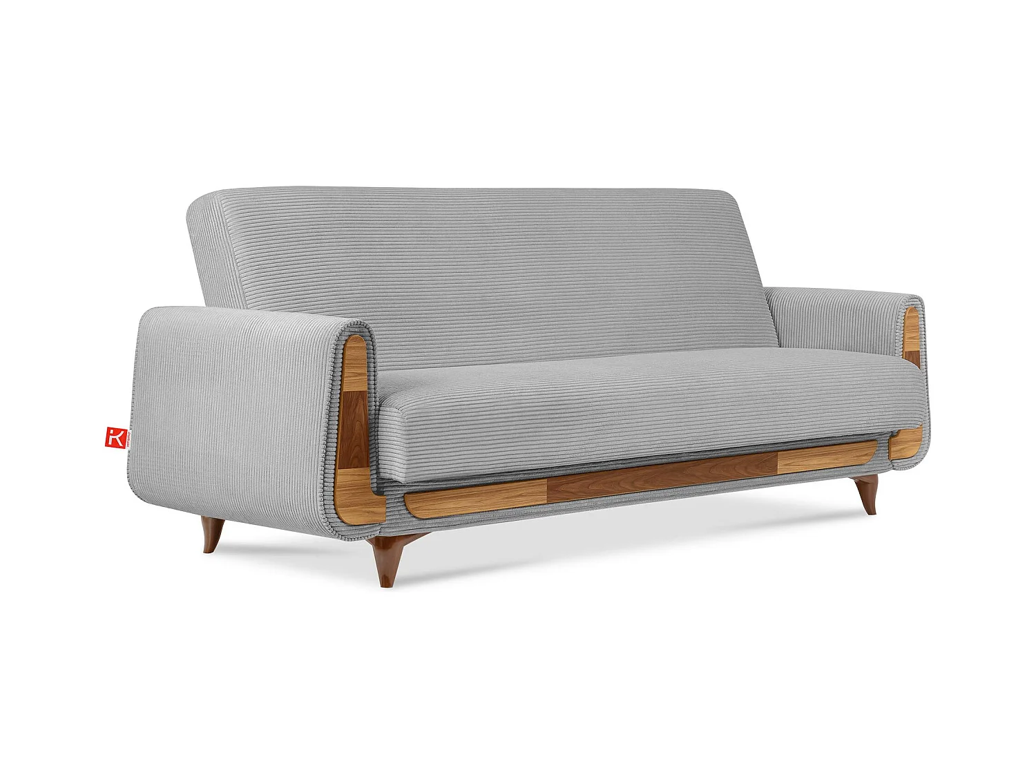 Schlafsofa GUSTAVO Schlafsofa - 3-Sitzer - Cordstoff - Hellgrau