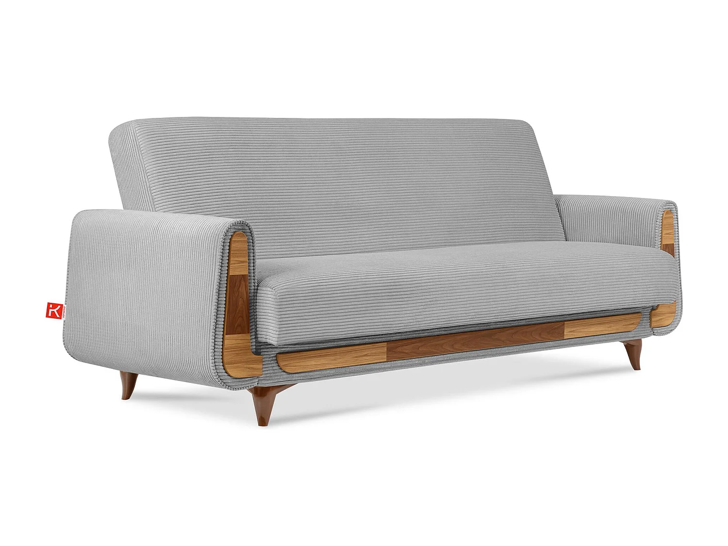 Schlafsofa GUSTAVO Schlafsofa - 3-Sitzer - Cordstoff - Hellgrau