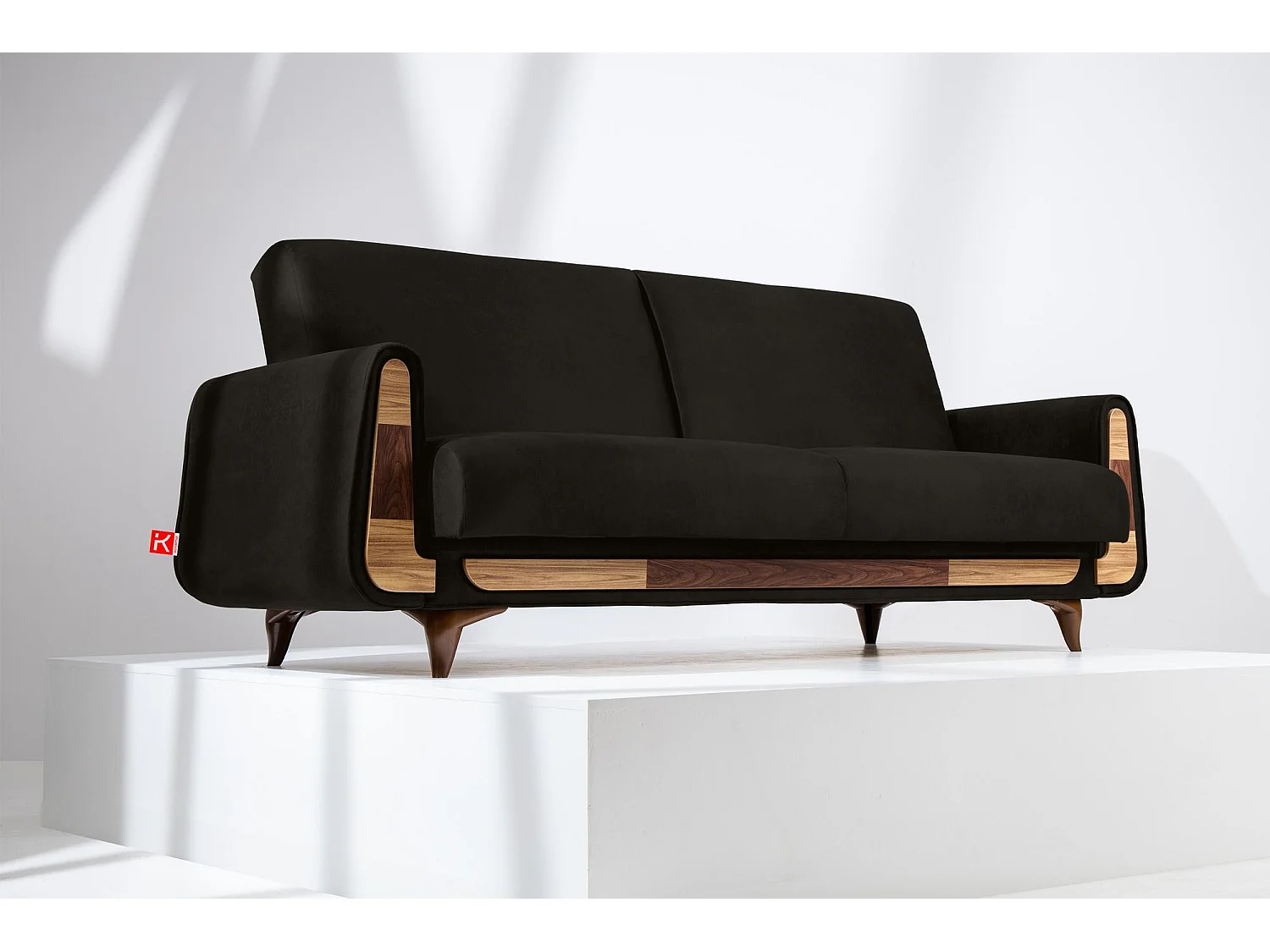 Schlafsofa GUSTAVO Schlafsofa - 3-Sitzer - Wildleder Stoff - Anthrazit