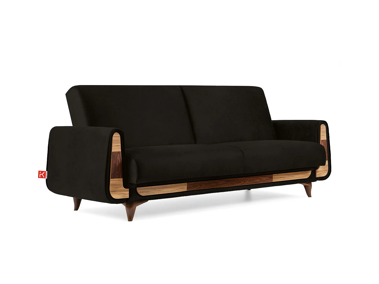 Canapé convertible GUSTAVO - 3 places - Tissu en daim - Anthracite