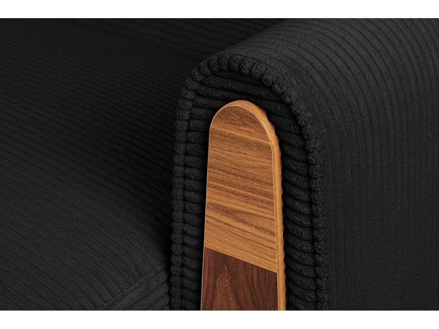 Canapé convertible GUSTAVO - 3 places - Tissu velours côtelé - Noir