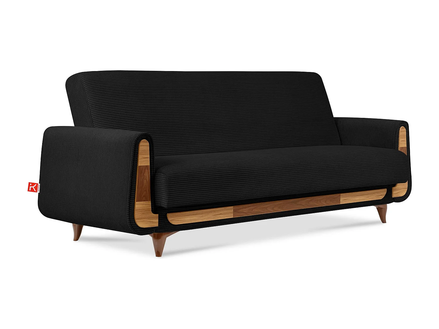 Schlafsofa GUSTAVO Schlafsofa - 3-Sitzer - Cordstoff - Schwarz