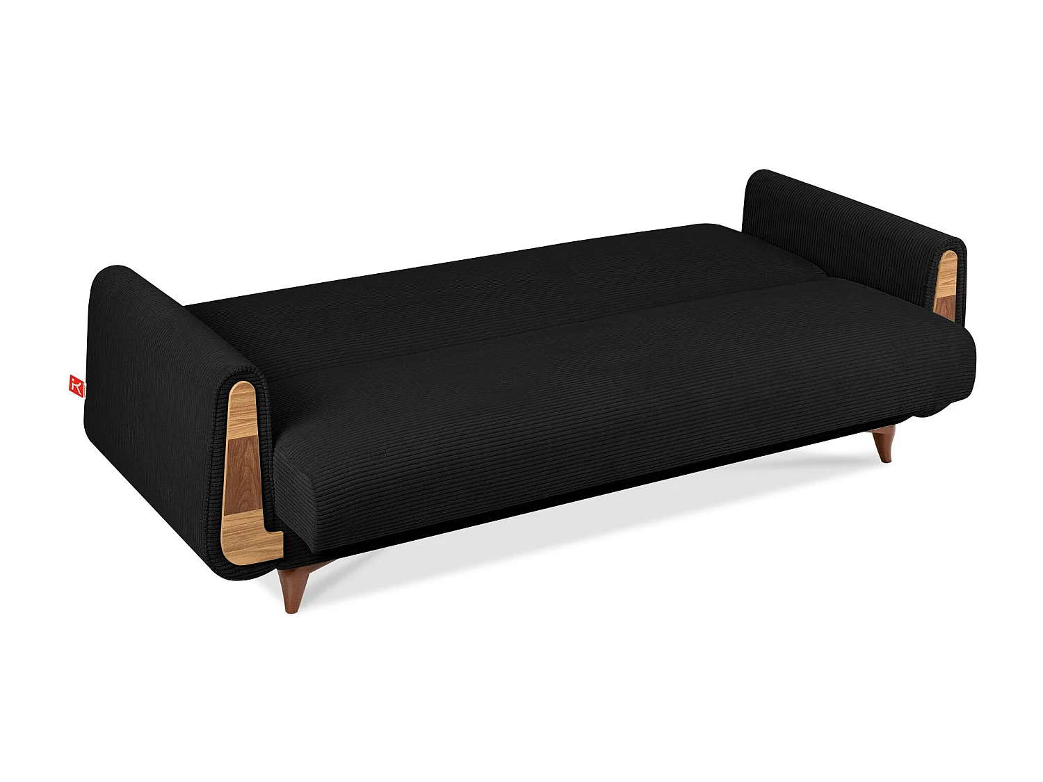 Schlafsofa GUSTAVO Schlafsofa - 3-Sitzer - Cordstoff - Schwarz