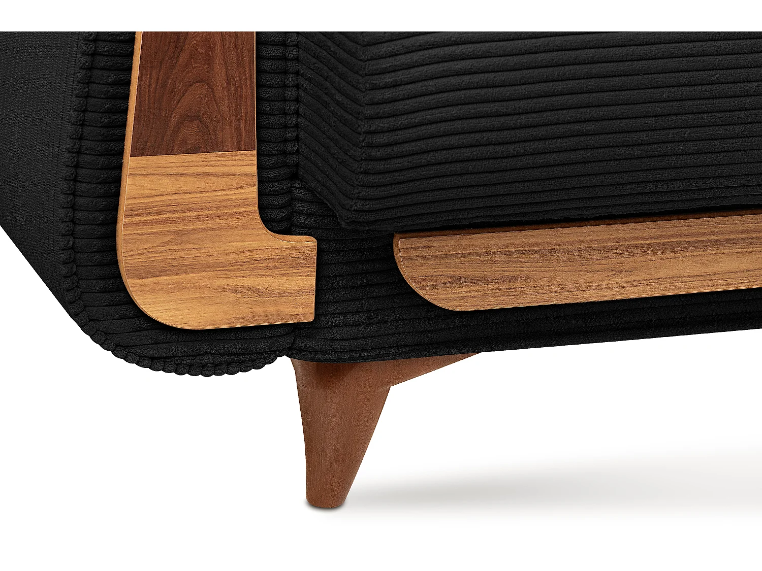 Schlafsofa GUSTAVO Schlafsofa - 3-Sitzer - Cordstoff - Schwarz