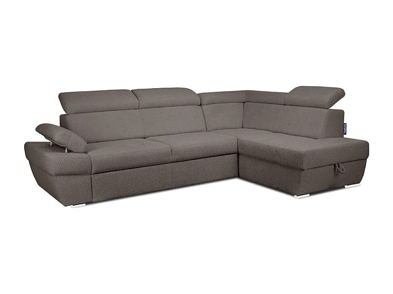 Ecksofa rechts mit Schlaffunktion - RATLO - Braun