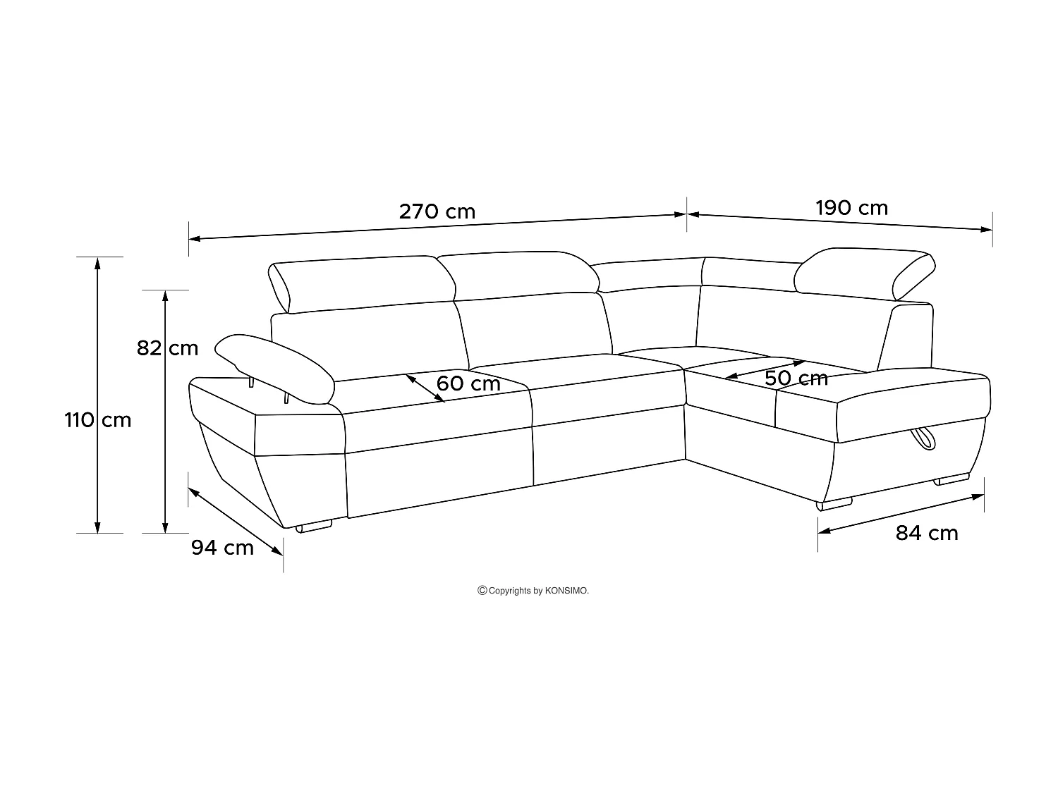 Ecksofa rechts mit Schlaffunktion - RATLO - Braun