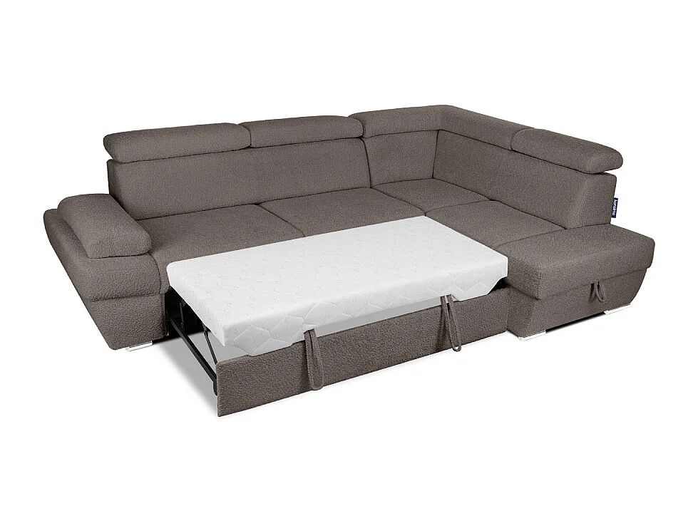 Ecksofa rechts mit Schlaffunktion - RATLO - Braun