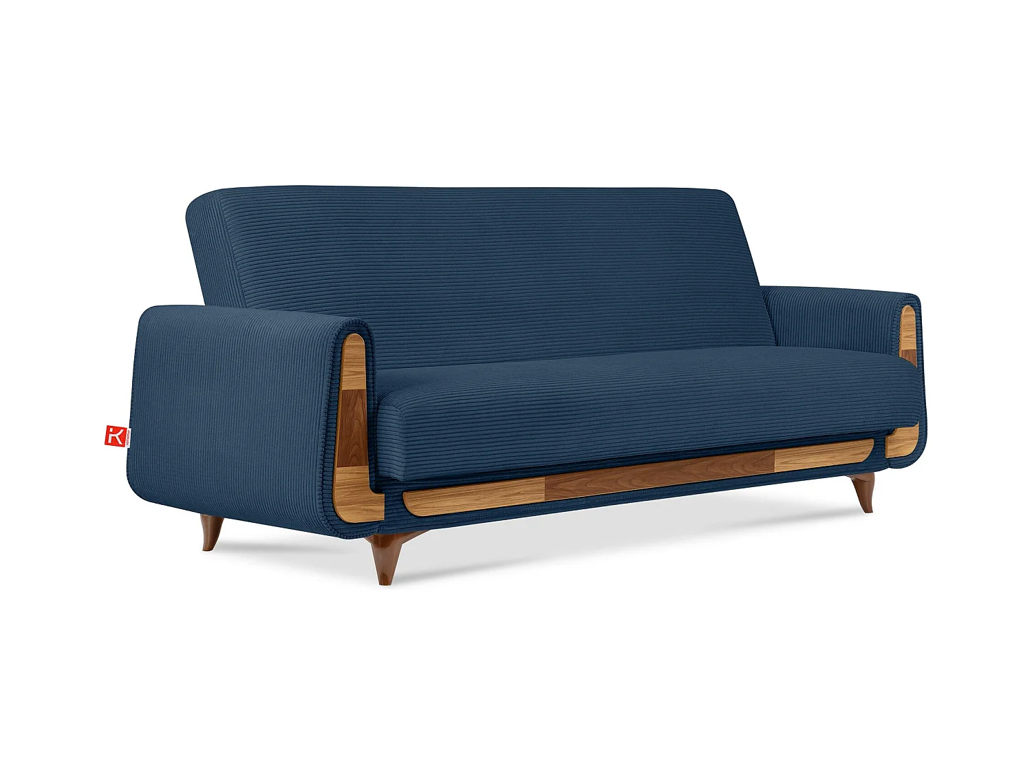 Canapé convertible GUSTAVO - 3 places - Tissu velours côtelé - Bleu marine