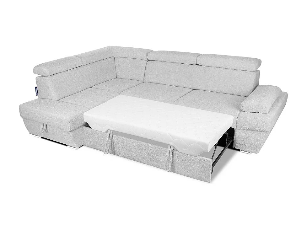 Ecksofa links mit Schlaffunktion - RATLO - Grau