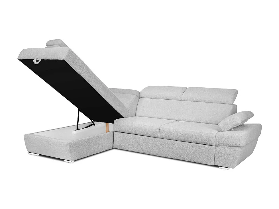 Ecksofa links mit Schlaffunktion - RATLO - Grau