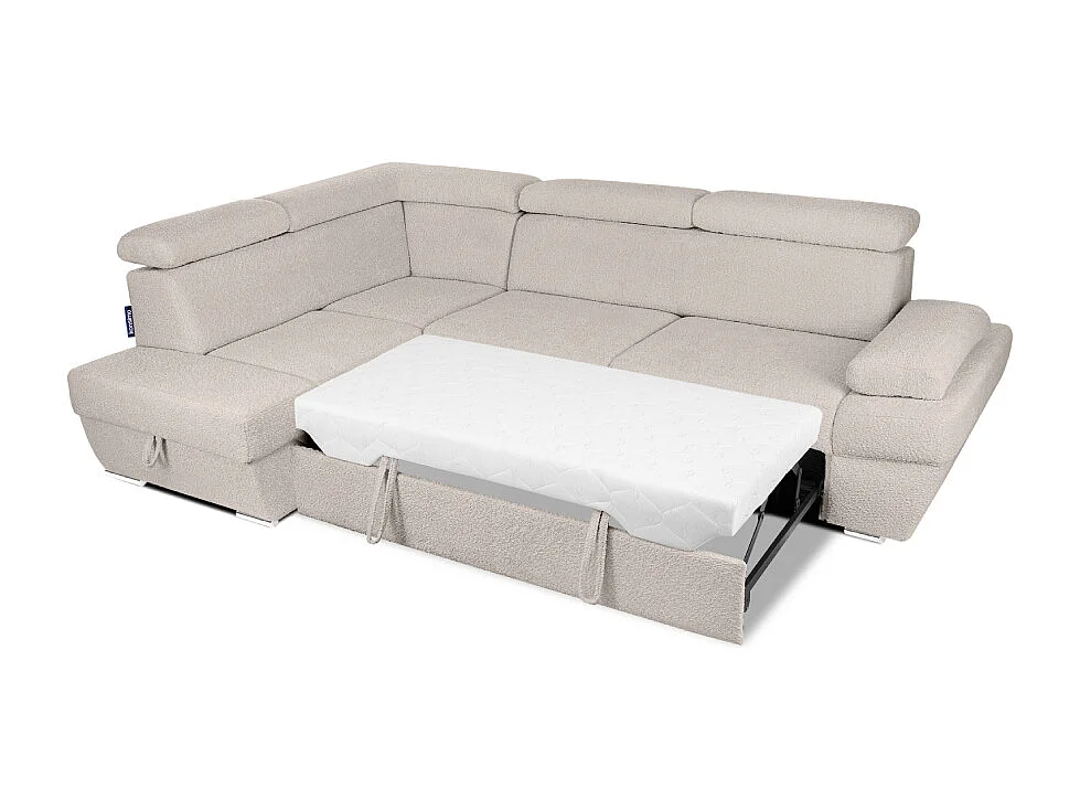 Ecksofa links mit Schlaffunktion - RATLO - Ecru