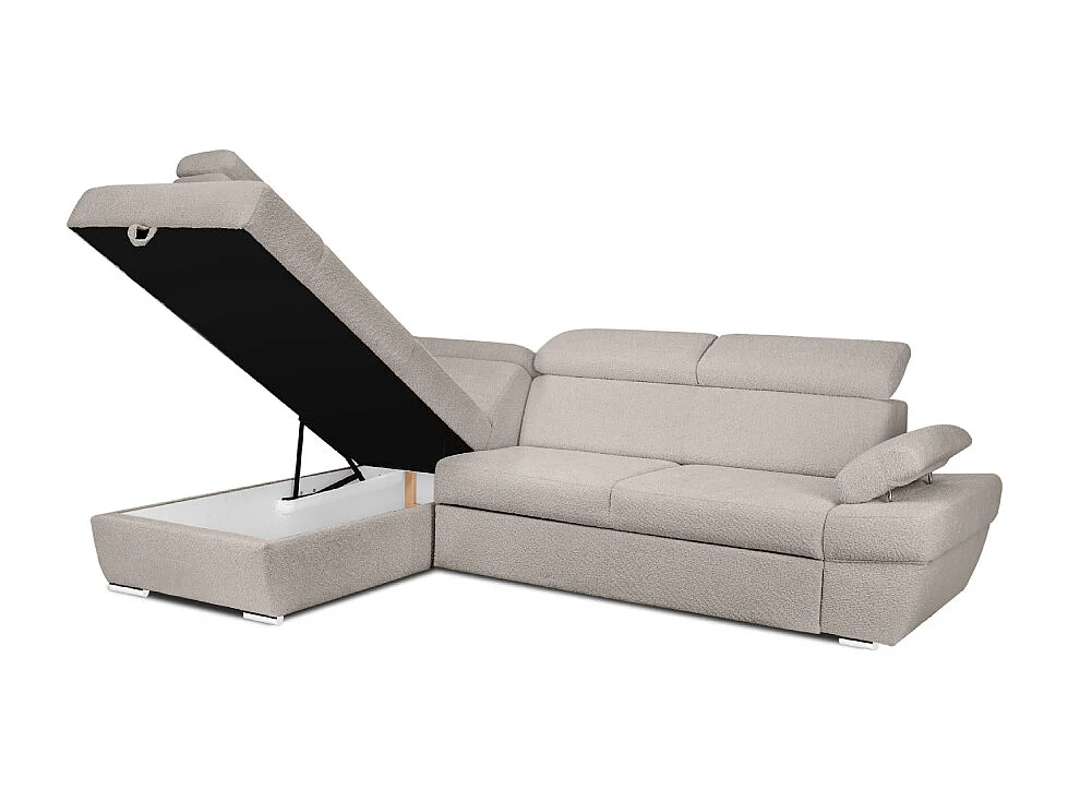 Ecksofa links mit Schlaffunktion - RATLO - Ecru