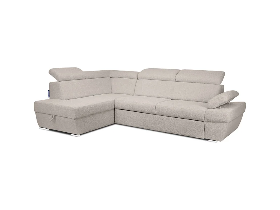 Canapé d'angle gauche avec fonction de couchage - convertible - RATLO - Écru