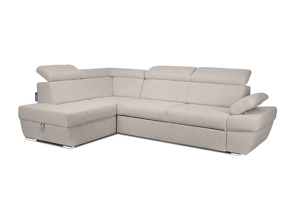 Ecksofa links mit Schlaffunktion - RATLO - Ecru