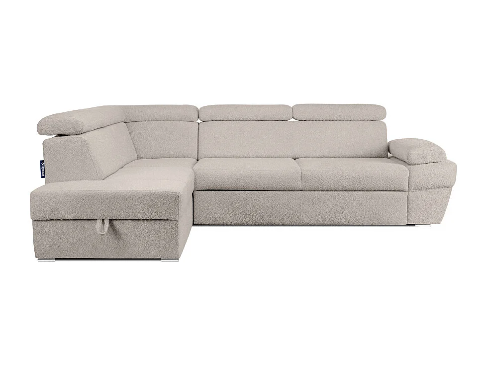 Ecksofa links mit Schlaffunktion - RATLO - Ecru