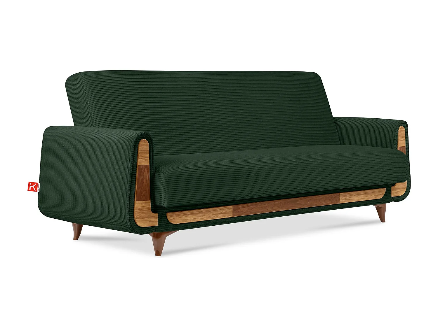 Schlafsofa GUSTAVO Schlafsofa - 3-Sitzer - Cordstoff - Dunkelgrün