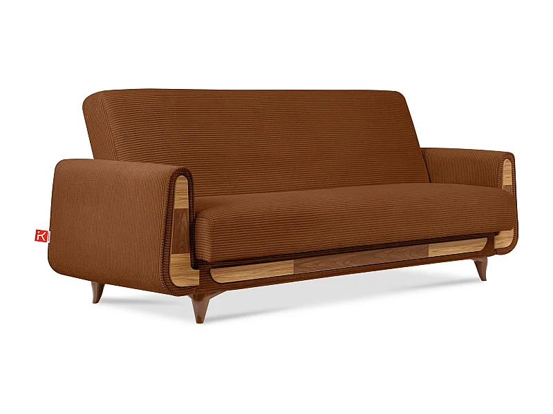 Schlafsofa GUSTAVO Schlafsofa - 3-Sitzer - Cordstoff - Orange