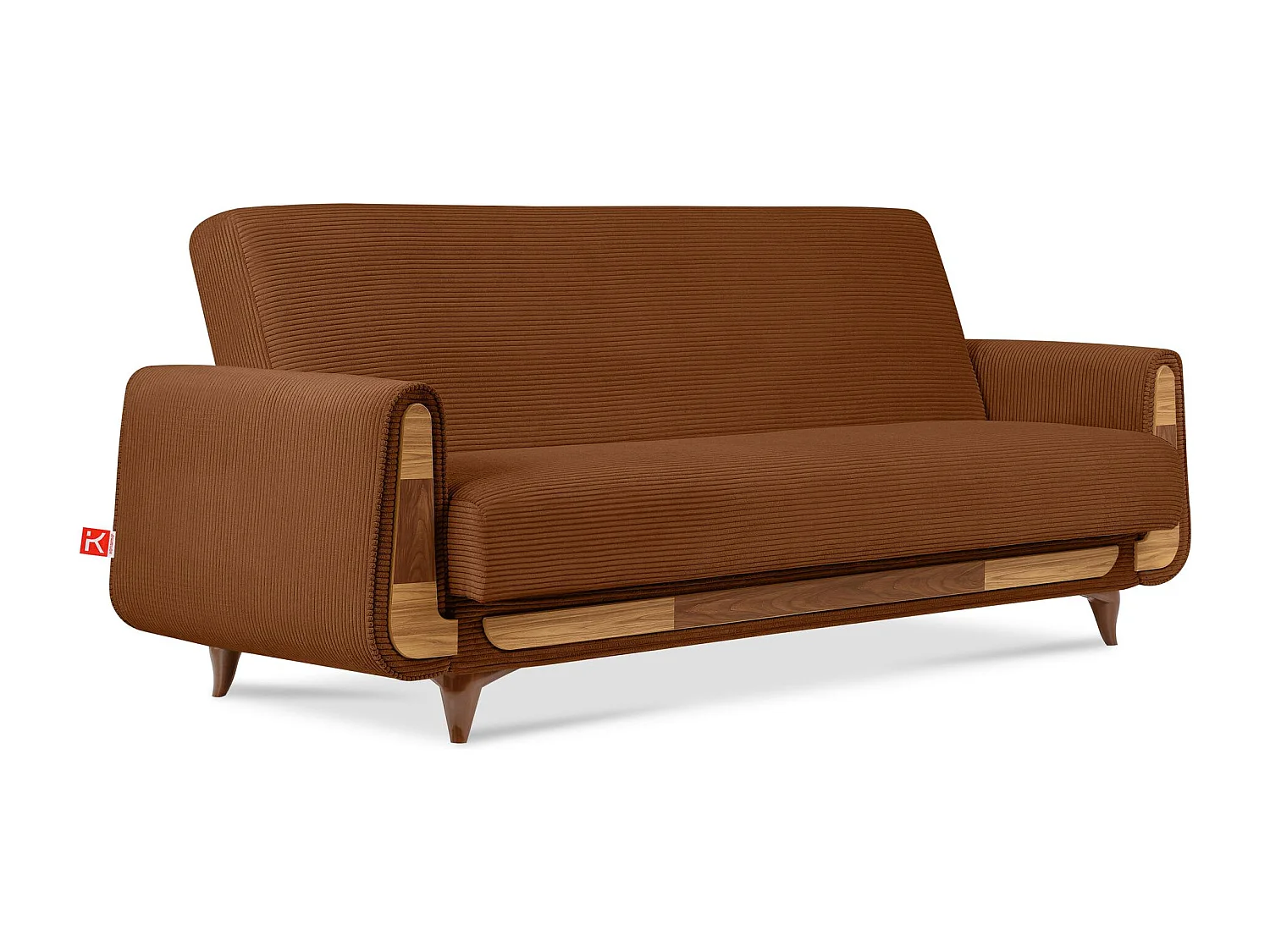 Schlafsofa GUSTAVO Schlafsofa - 3-Sitzer - Cordstoff - Orange