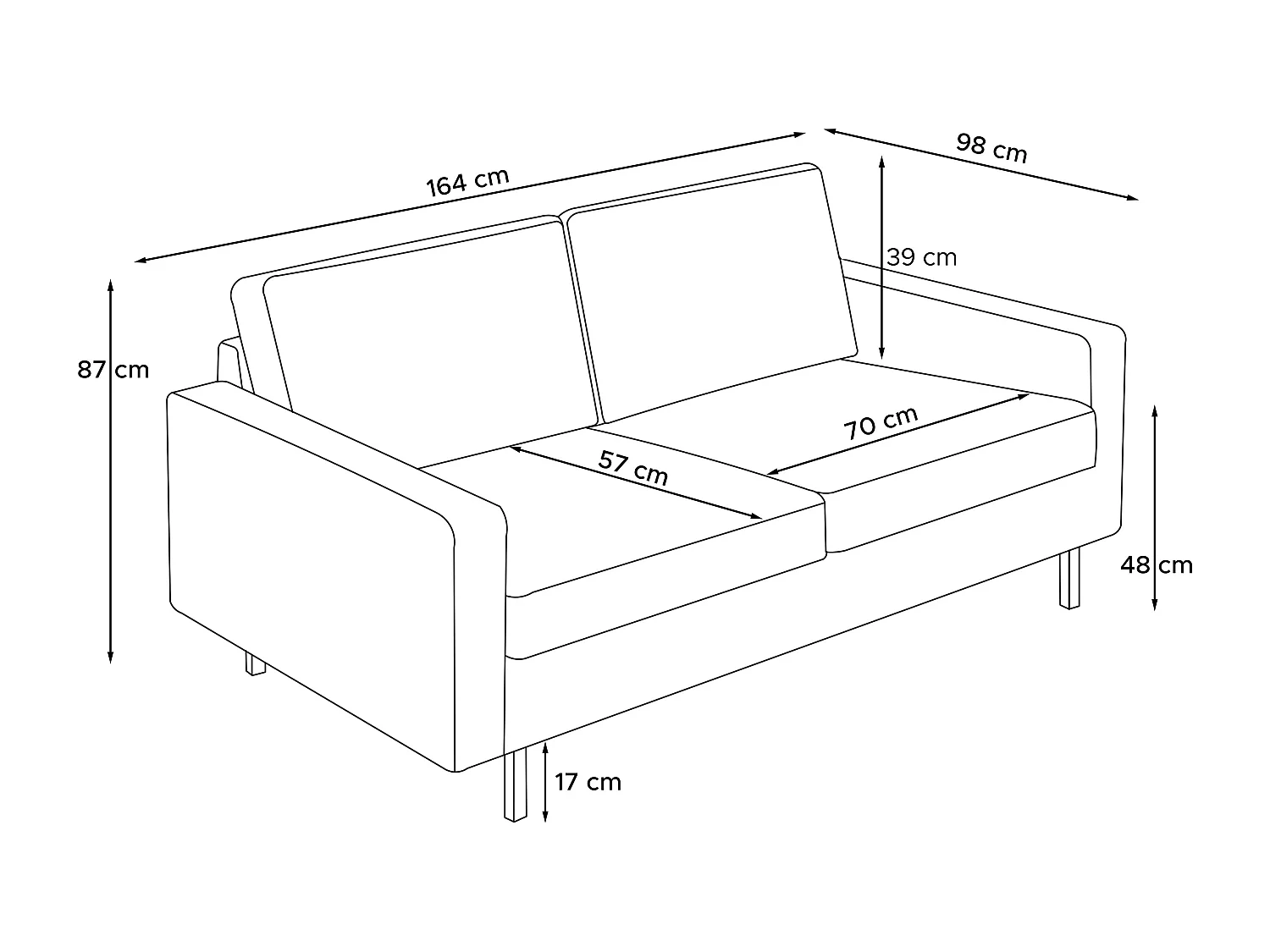 Sofa 2-Sitzer - Marineblau - INVIA